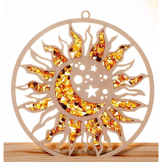 Suncatcher Birkenholz in Bernstein - Sonne