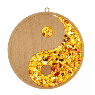Suncatcher Bernstein in Birkenholz - Ying/Yang
