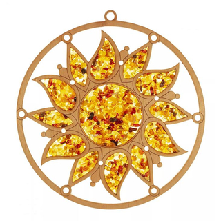 Suncatcher 20cm Bernstein in Birkenholz - Stern