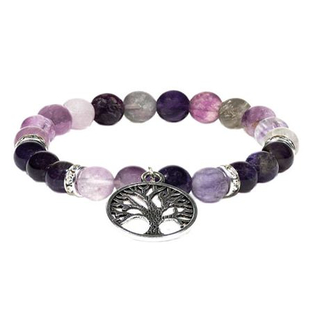 Armband Fluorit/Amethyst mit Baum des Lebens