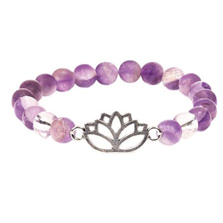 Armband Chevron-Amethyst/Bergkristall mit Lotus