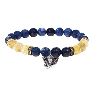 Armband Lapislazuli/Rutilquarz mit Ganesha