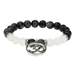 Armband Labradorit/weier Achat mit Om