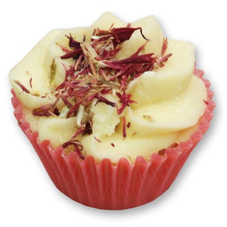 Badebutter-Cupcake mit Schafmilch, Rosa Kornblume/Kirsche