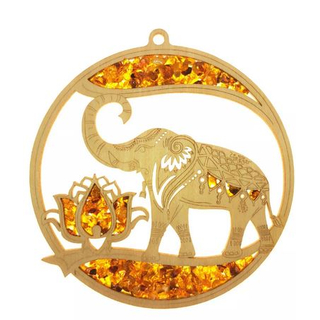 Suncatcher Bernstein in Birkenholz - Elefant