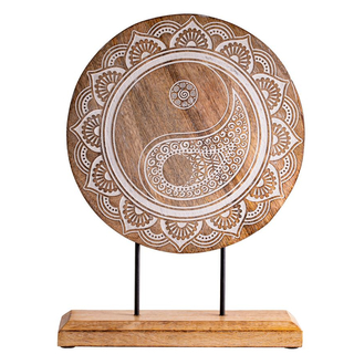 Energiebild YinYang aus Mangoholz mit Standfu