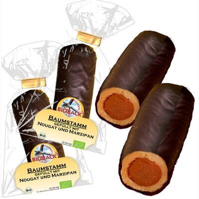 Baumstamm Edelmarzipan und Nougat