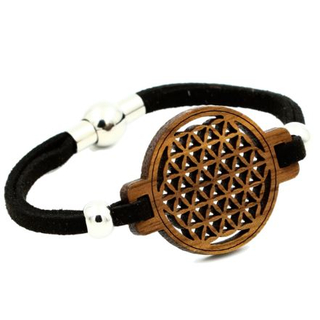 Blume des Lebens Armband Holz Nuss