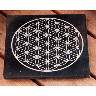 Blume des Lebens - Specksteinhalter schwarz
